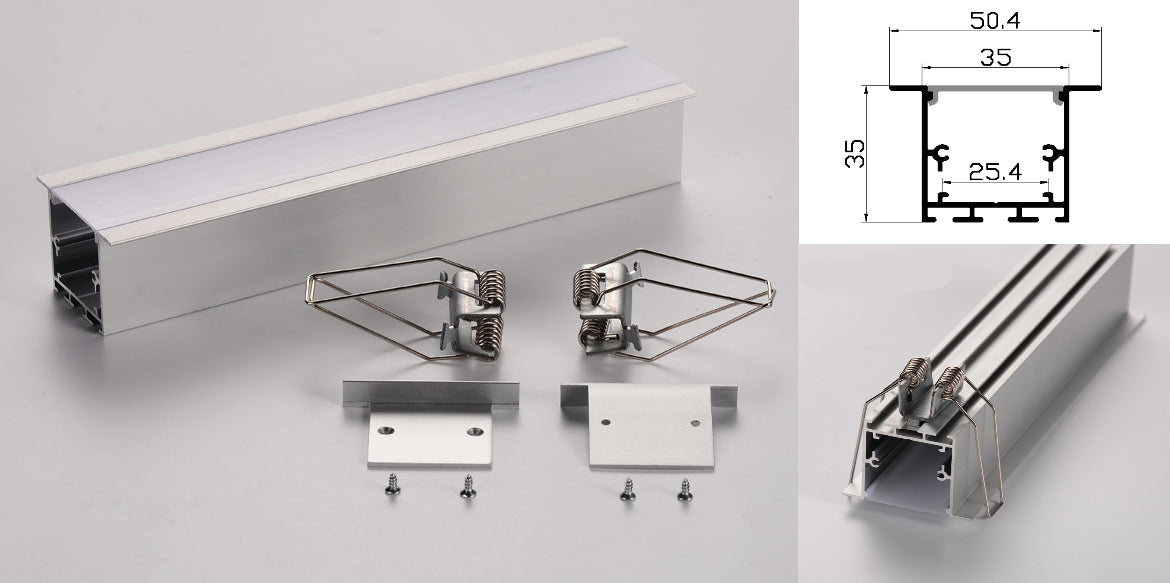 Profil led aluminiu HSM-3535A/2 – ingropat/gips carton/2m
